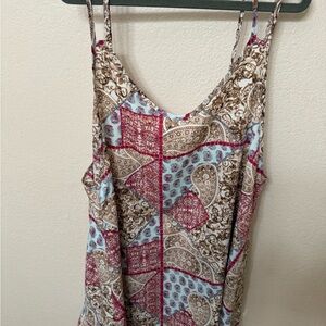 Freebird paisley silky spaghetti strap camisole mini dress boho,slip dress,beach